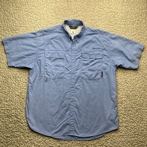 Pac-Tech Performance Shirt Mens L Blue Vented Utility Lightweight Short Sleeve